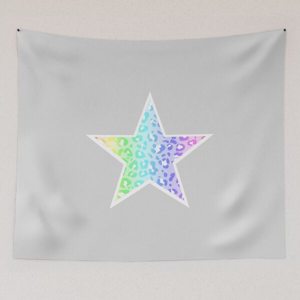 Item preview, Pastel Rainbow and White Leopard Print Star designed and sold by Bumblefuzzies.