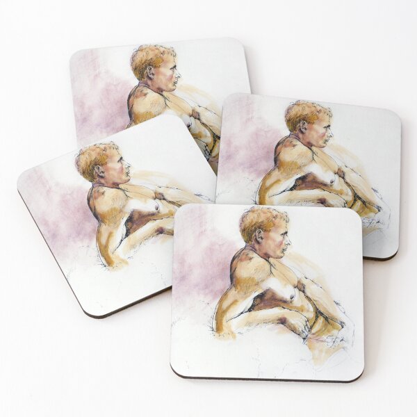 Item preview, Male nude, portrait in ink and wash designed and sold by Roz McQuillan Fine Art & Photography.