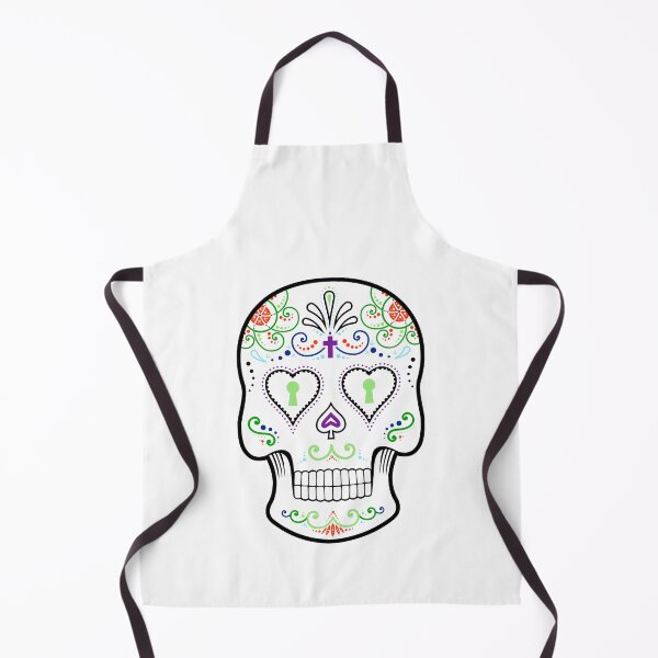 Mexican Calavera Skull White - Day of the Dead Apron