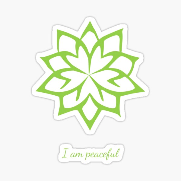I am peaceful - Positive Affirmation - Minimalist Green Lotus Flower Sticker