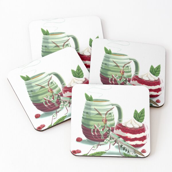 Item preview, Mint Tea, Raspberry Parfait, and a Devil's Flower Mantis designed and sold by Burning Bee Illustration.