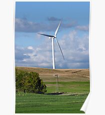 Kansas Windmill and Wind Turbine Poster