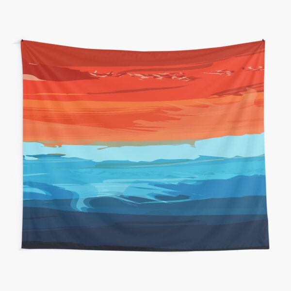 Southwest Abstract Painting - Blue, Orange and Red Art Print Tapestry