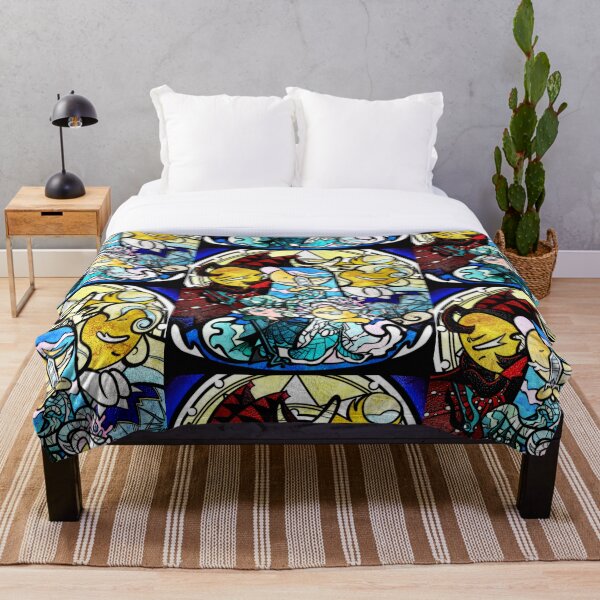 Sea fairy and moonlight - stained glass cookie run mural Throw Blanket