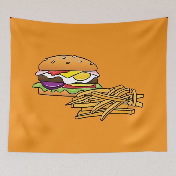 Item preview, Burger and Chips (Fries) on Orange designed and sold by FlyingDodo.
