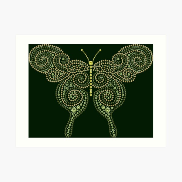 Butterfly - dot painting - glitter Kunstdruck