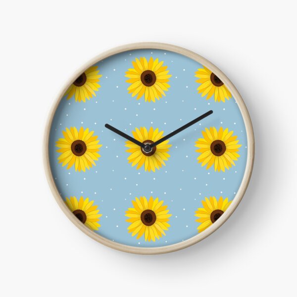 Denim Sunflowers Clock