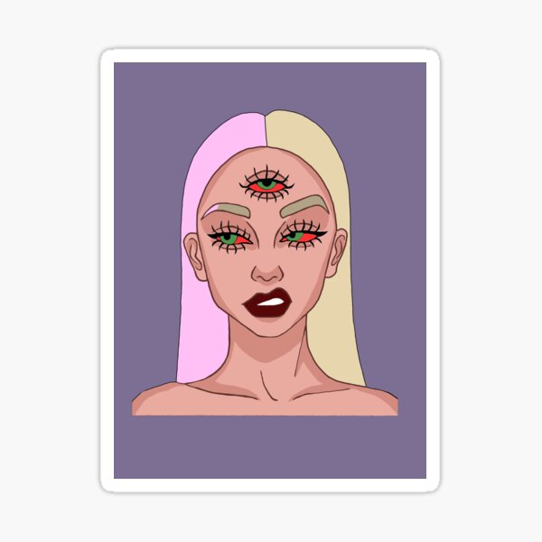 Green Eyed Girl Sticker