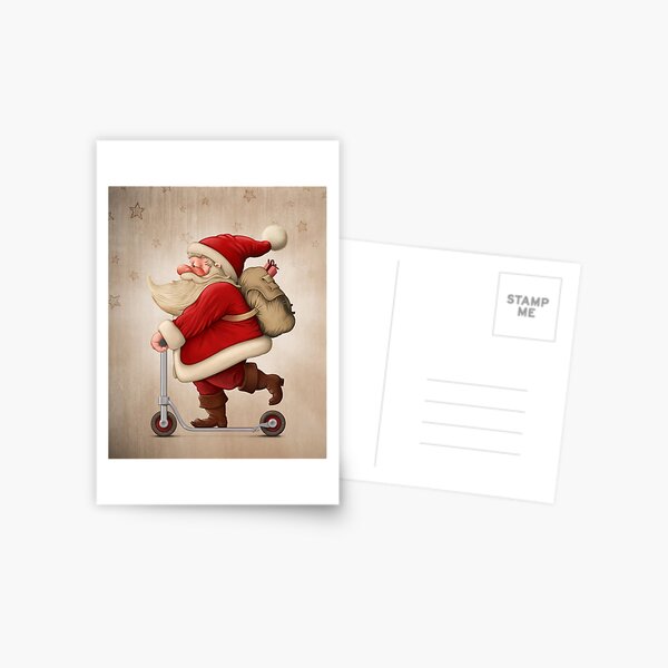 Santa Claus and the Push scooter Postcard