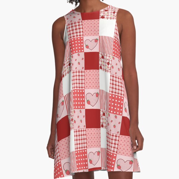 Valentine's Red and White Patchwork A-Line Dress