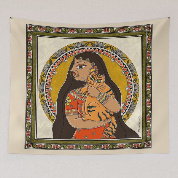 Item preview, The Queen of Tigers Madhubani painting designed and sold by Prita-D.