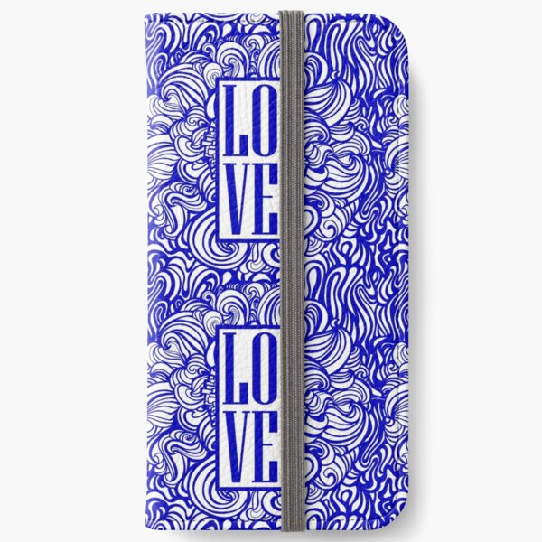 Blue Funky Love - Bold Royal Blue Pattern Doodle iPhone Wallet