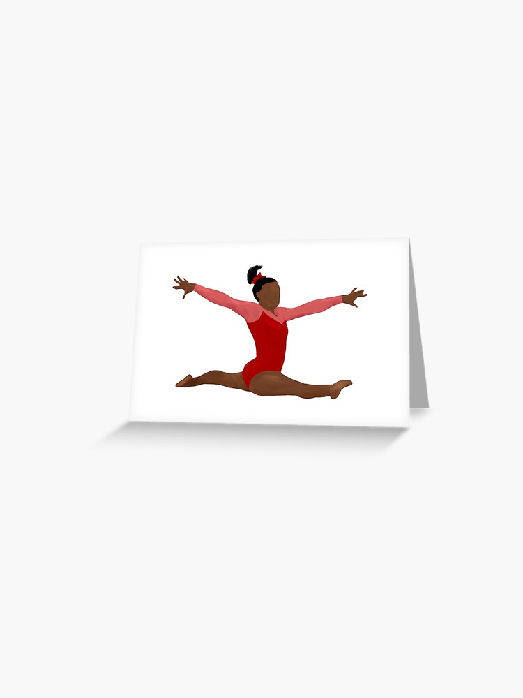 Simone Biles - Red Leotard Gymnastics Art Greeting Card for Sale by  Cherries4