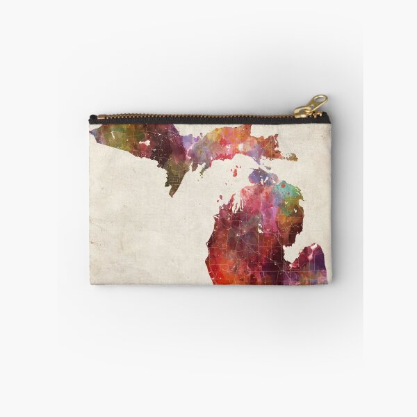 Item preview, michigan map warm colors designed and sold by MapMapMaps.