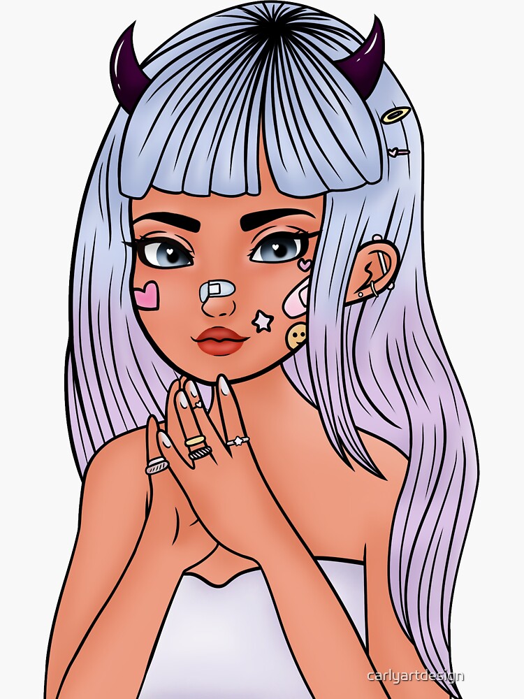 "Pastel Demon Girl" Sticker for Sale by carlyartdesign Redbubble
