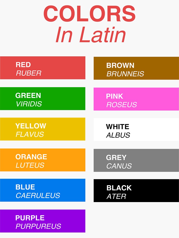  Latin Colors Colors In Latin Sticker By HiddenVerb Redbubble