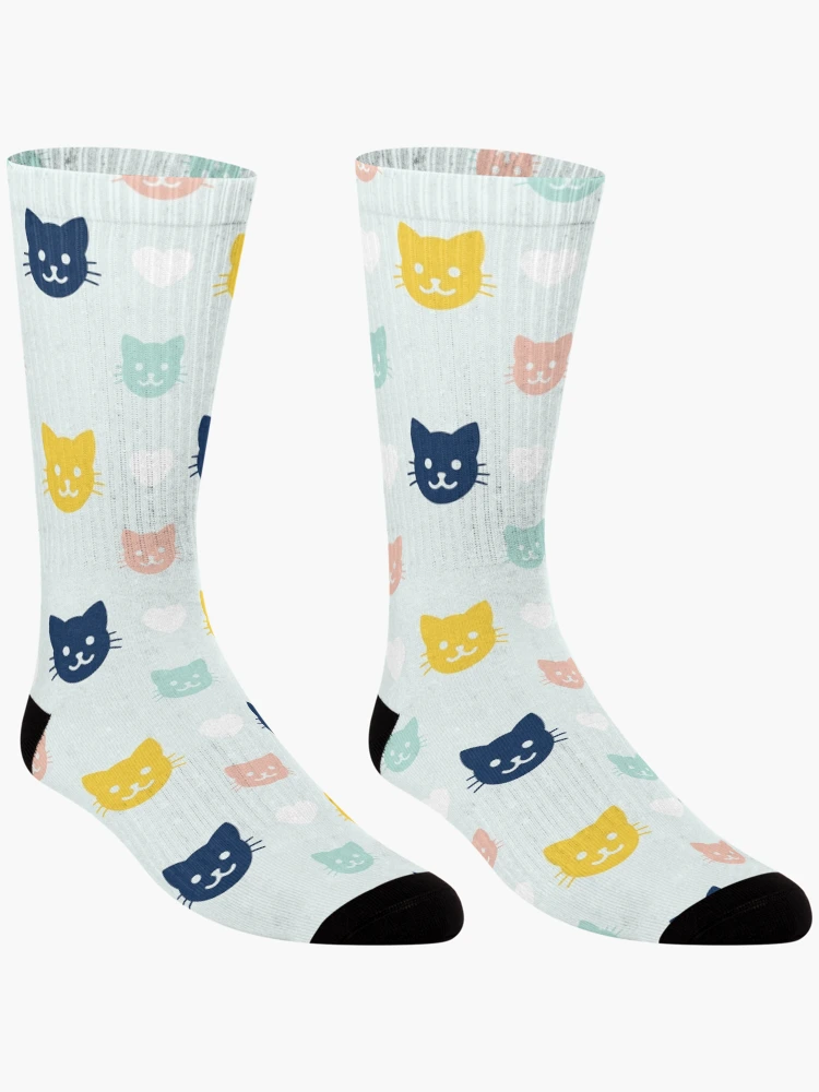 Thumbnail 3 of 5, Socks, Colorful Kitty Cat Pattern designed and sold by LightInTheDark.