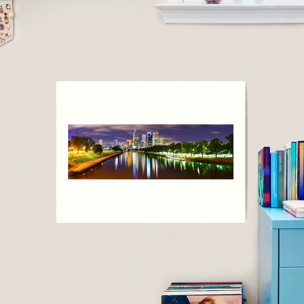 Yarra River by Night, Melbourne, Victoria, Australia Art Print