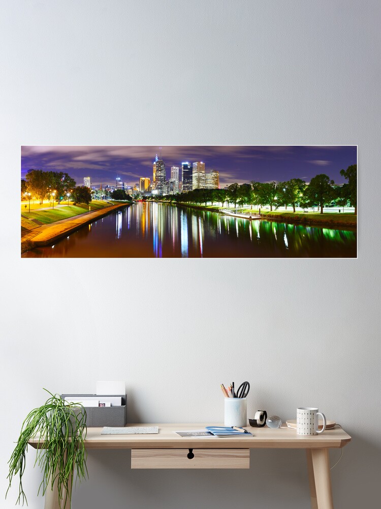 Thumbnail 2 of 3, Poster, Yarra River by Night, Melbourne, Victoria, Australia designed and sold by Chockstone.