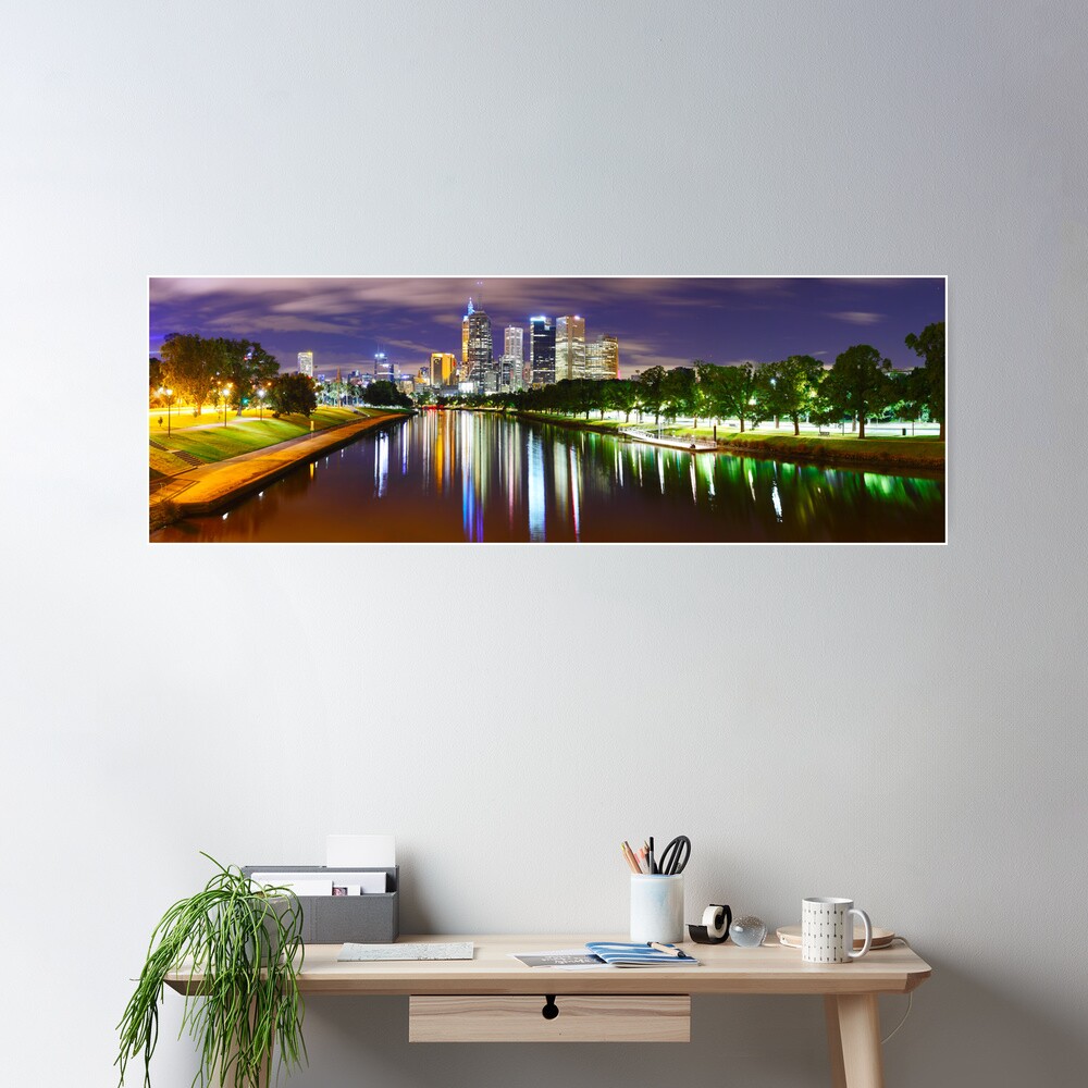 Yarra River by Night, Melbourne, Victoria, Australia Poster