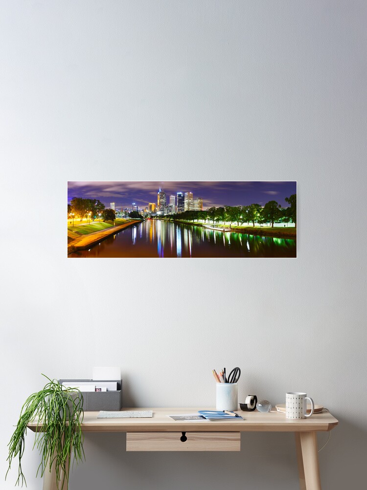Thumbnail 2 of 3, Poster, Yarra River by Night, Melbourne, Victoria, Australia designed and sold by Chockstone.