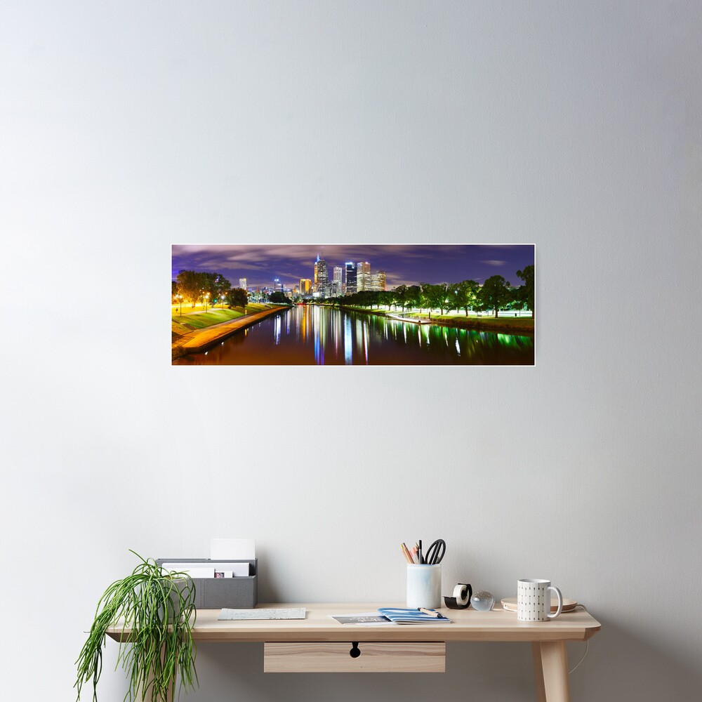 Yarra River by Night, Melbourne, Victoria, Australia Poster