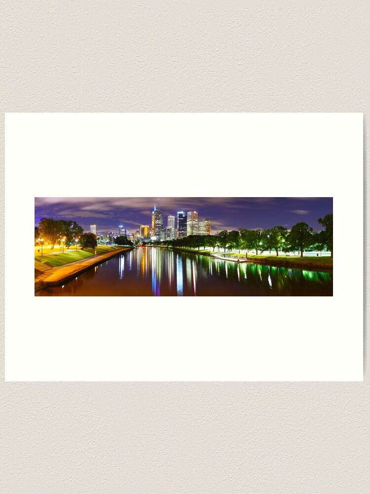 Thumbnail 1 of 3, Art Print, Yarra River by Night, Melbourne, Victoria, Australia designed and sold by Chockstone.