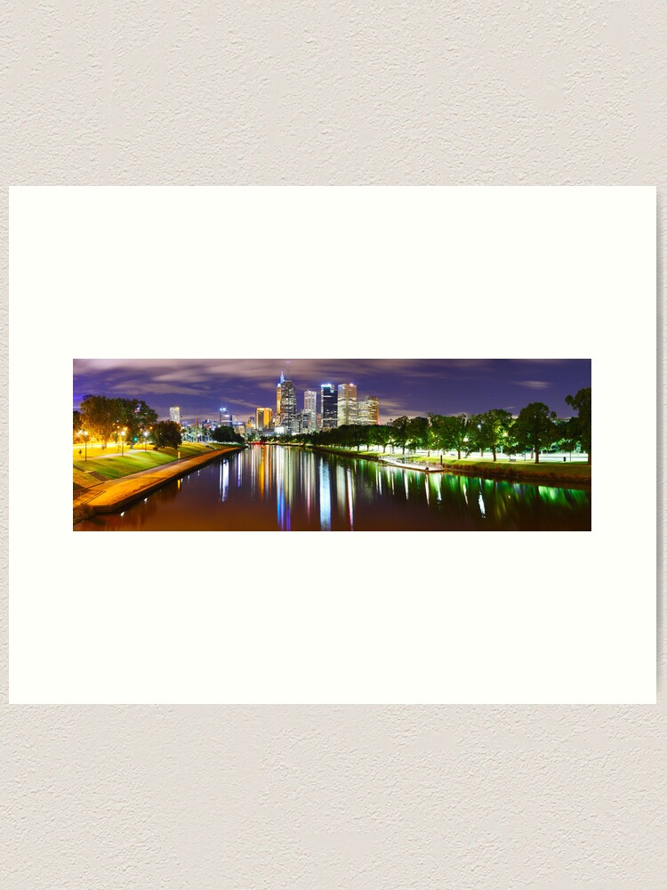 Thumbnail 1 of 3, Art Print, Yarra River by Night, Melbourne, Victoria, Australia designed and sold by Chockstone.
