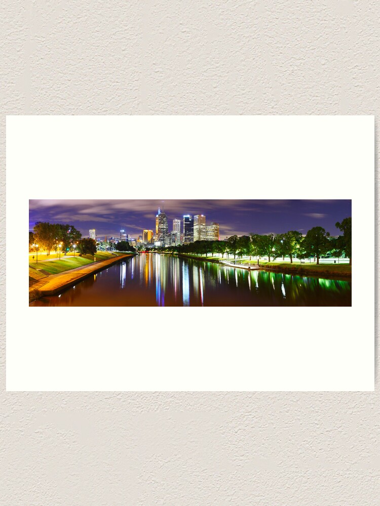 Thumbnail 1 of 3, Art Print, Yarra River by Night, Melbourne, Victoria, Australia designed and sold by Chockstone.