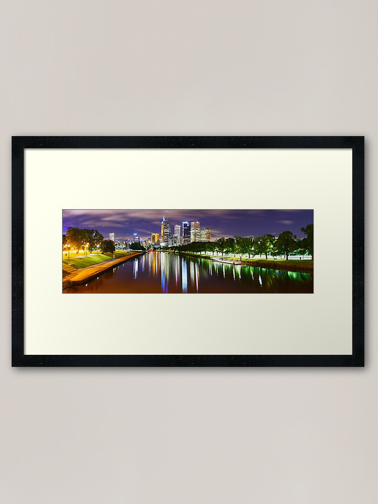 Thumbnail 1 of 7, Framed Art Print, Yarra River by Night, Melbourne, Victoria, Australia designed and sold by Chockstone.