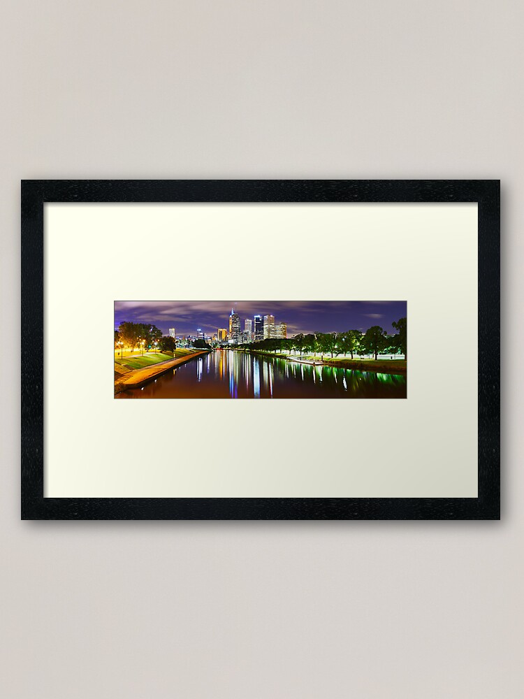 Thumbnail 1 of 7, Framed Art Print, Yarra River by Night, Melbourne, Victoria, Australia designed and sold by Chockstone.