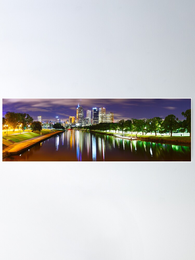 Thumbnail 1 of 3, Poster, Yarra River by Night, Melbourne, Victoria, Australia designed and sold by Chockstone.