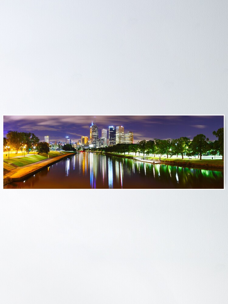 Thumbnail 1 of 3, Poster, Yarra River by Night, Melbourne, Victoria, Australia designed and sold by Chockstone.