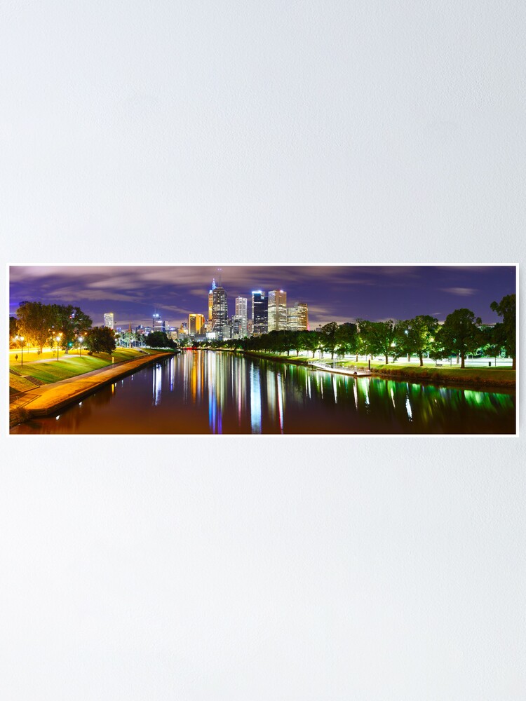 Thumbnail 1 of 3, Poster, Yarra River by Night, Melbourne, Victoria, Australia designed and sold by Chockstone.