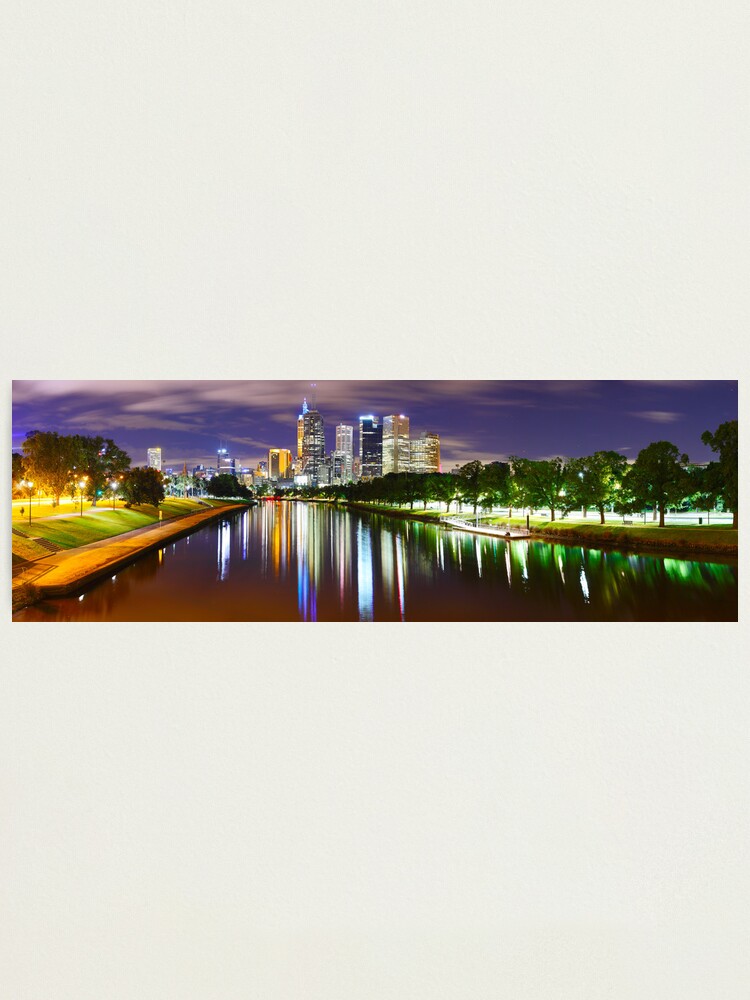 Thumbnail 1 of 3, Photographic Print, Yarra River by Night, Melbourne, Victoria, Australia designed and sold by Chockstone.