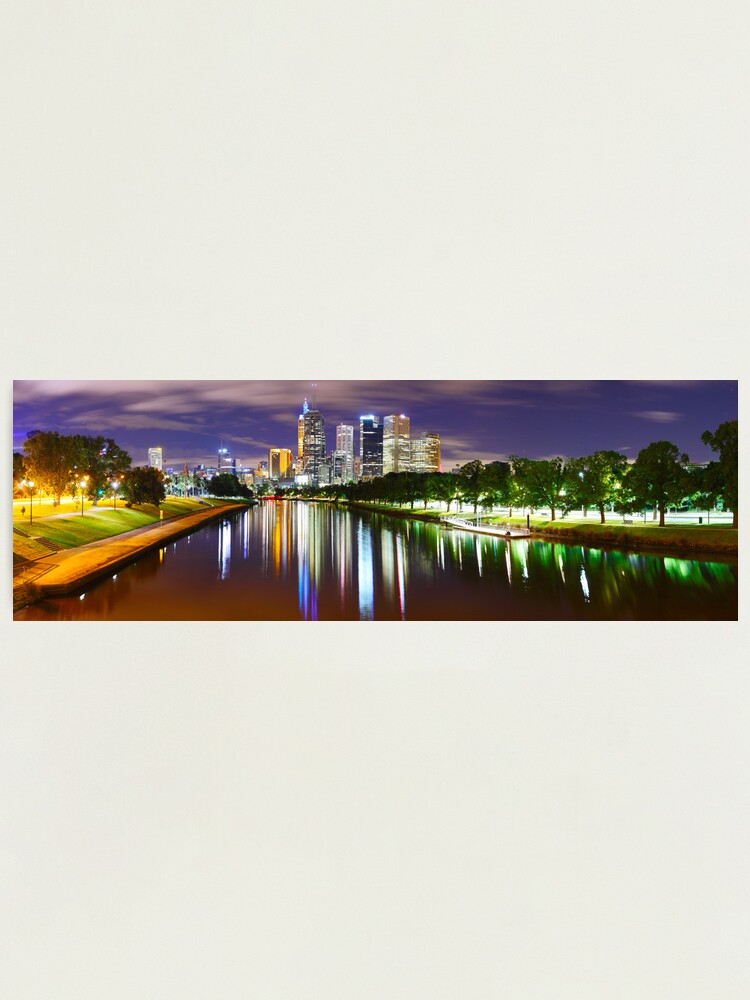 Thumbnail 1 of 3, Photographic Print, Yarra River by Night, Melbourne, Victoria, Australia designed and sold by Chockstone.