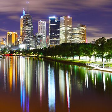 Artwork thumbnail, Yarra River by Night, Melbourne, Victoria, Australia by Michael Boniwell