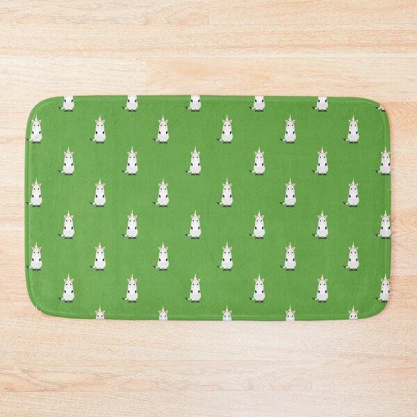 Item preview, white unicorn horse sitting with green background repeat pattern designed and sold by abhishekarts.