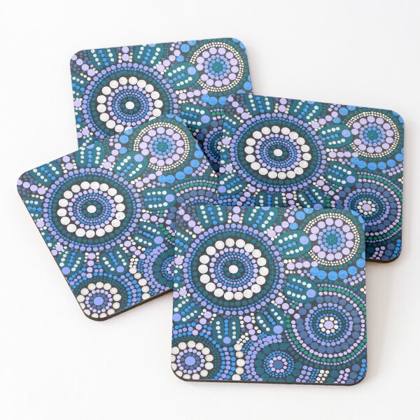 Item preview, Aboriginal Art Blue Pattern Family Gathering designed and sold by GhostGumDesigns.