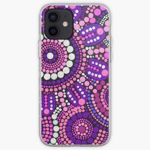 Aboriginal Art Pink Pattern Family Gathering iPhone Soft Case