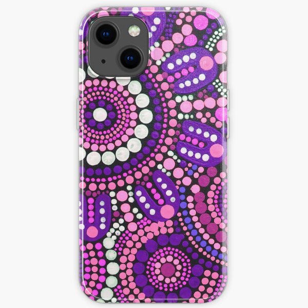 Aboriginal Art Pink Pattern Family Gathering iPhone Soft Case