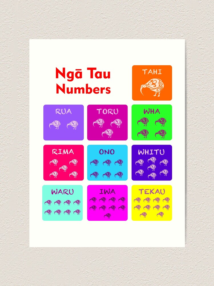 Te Reo Counting Chart Art Print By Kiwidom Redbubble