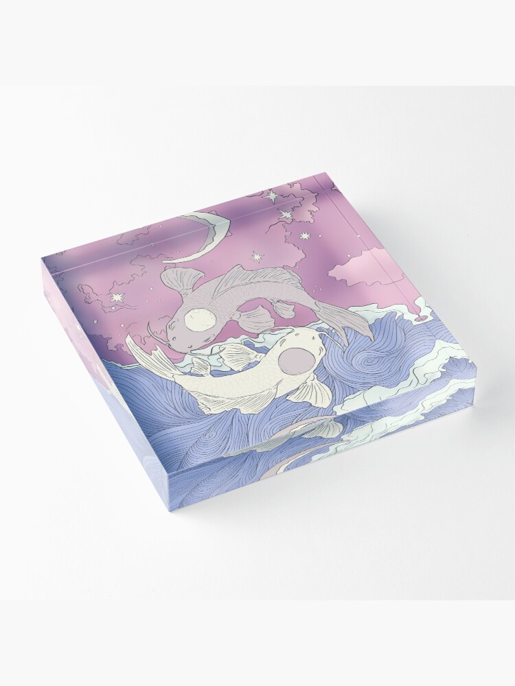 Alternate view of Tui and La, Moon and Ocean Spirits Art Nouveau Acrylic Block