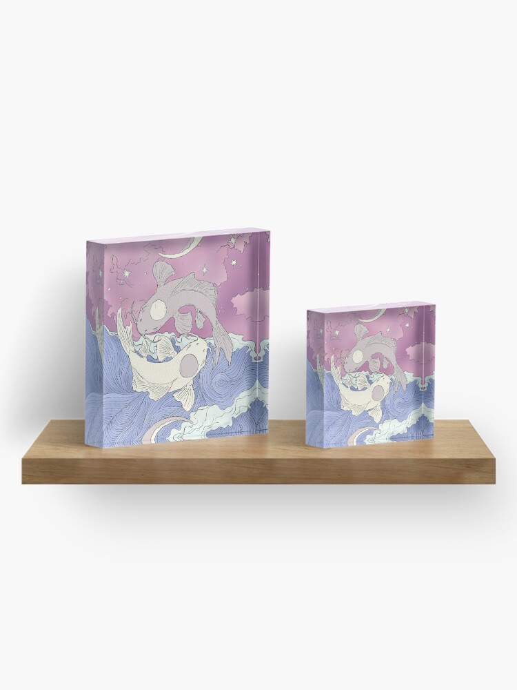 Alternate view of Tui and La, Moon and Ocean Spirits Art Nouveau Acrylic Block