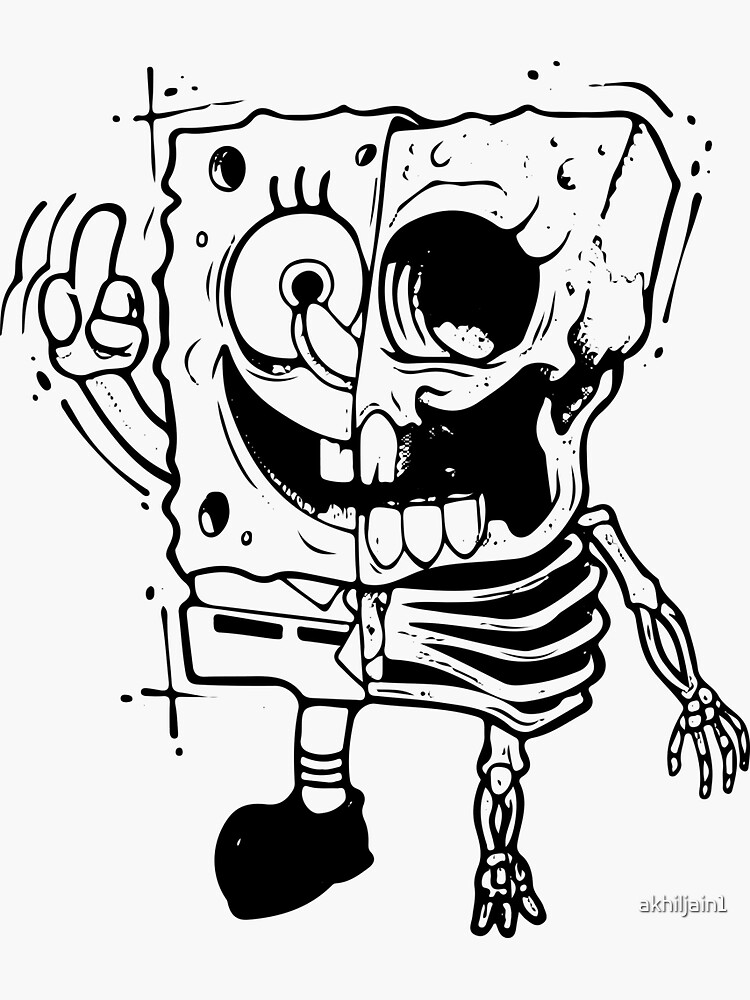 "Spongebob Half Skeleton" Sticker for Sale by akhiljain1 Redbubble