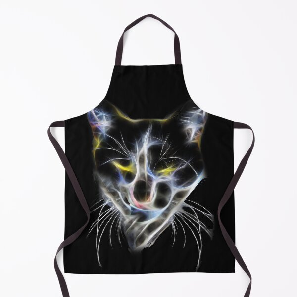 Item preview, Black funny and scary cat with fractal lines. GIFT, designed and sold by Galina Kostyaeva.