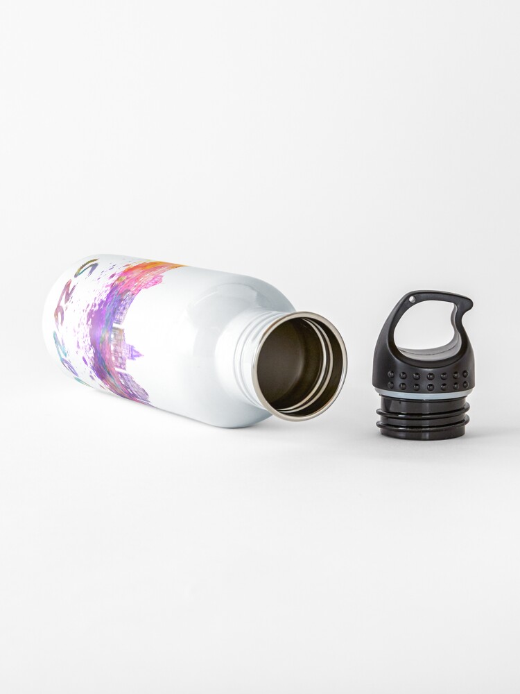 Alternate view of Szczecin skyline in watercolor splatters Water Bottle