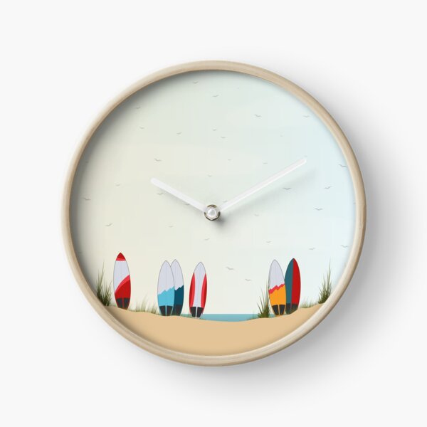 Surfboards at the Beach Clock