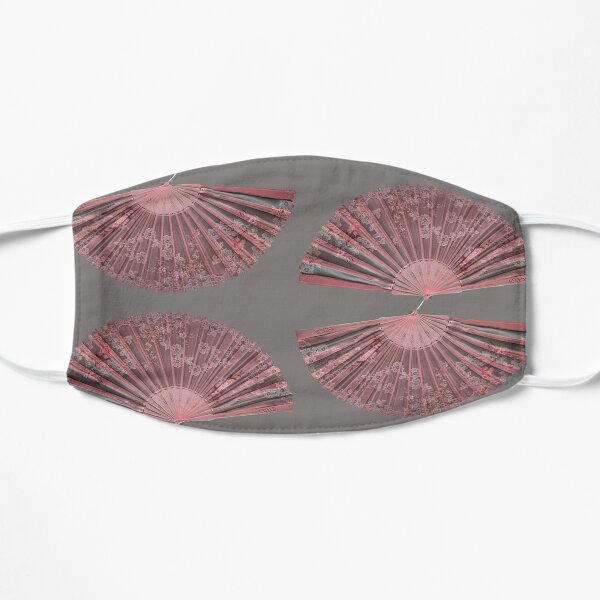Pink and grey fan print design Flat Mask