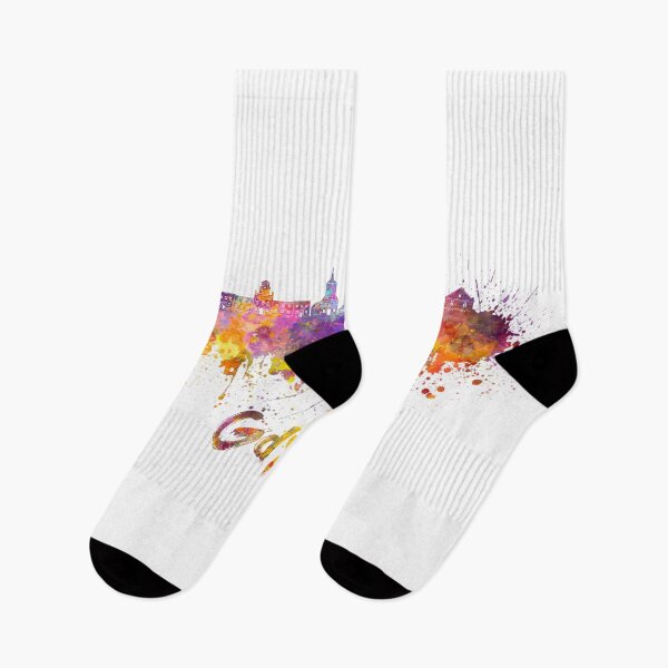 Item preview, Gdynia skyline in watercolor splatters designed and sold by paulrommer.